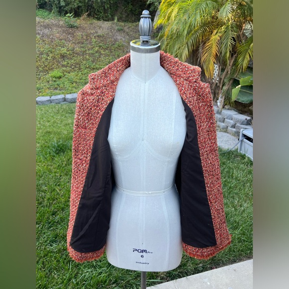 Chico’s Orange Tweed Jacket - Picture 4 of 7